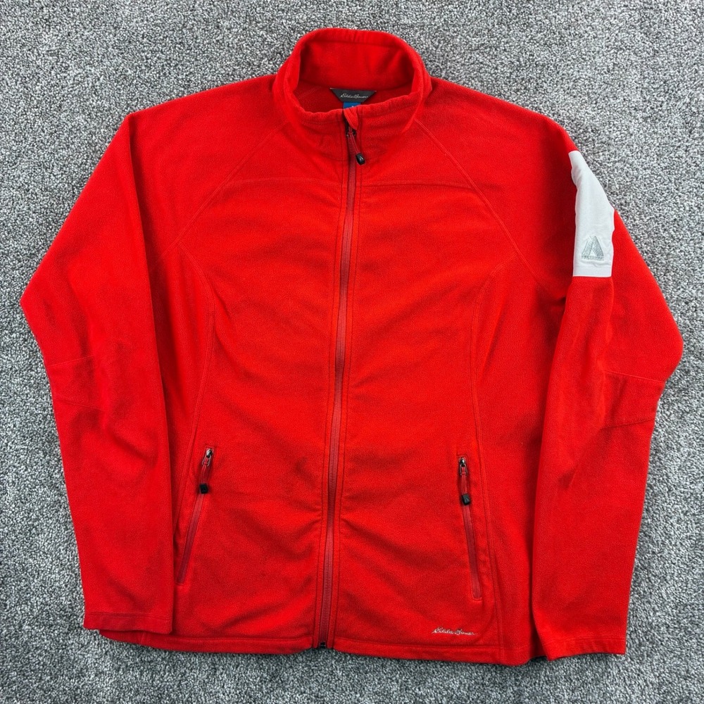 Eddie Bauer First Ascent Fleece Jacket Women's XL Red White Full Zip Logo